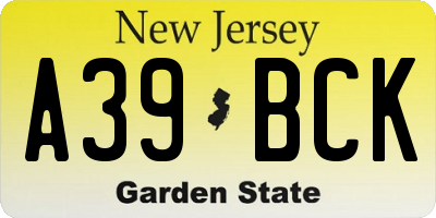 NJ license plate A39BCK