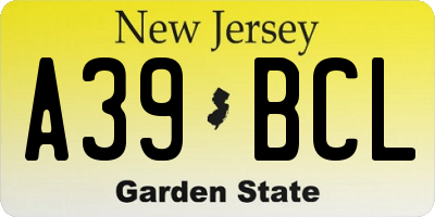 NJ license plate A39BCL