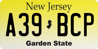 NJ license plate A39BCP