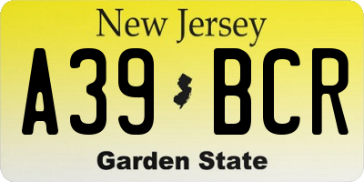 NJ license plate A39BCR