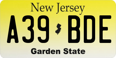 NJ license plate A39BDE