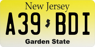 NJ license plate A39BDI