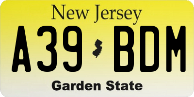 NJ license plate A39BDM