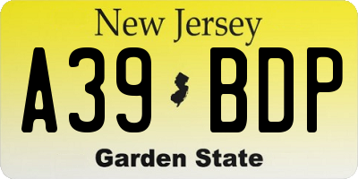 NJ license plate A39BDP