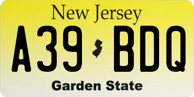 NJ license plate A39BDQ