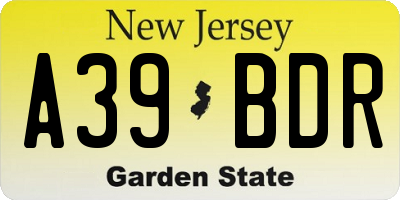NJ license plate A39BDR