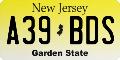 NJ license plate A39BDS
