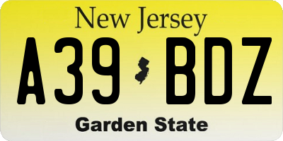 NJ license plate A39BDZ