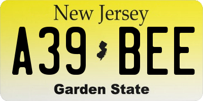 NJ license plate A39BEE