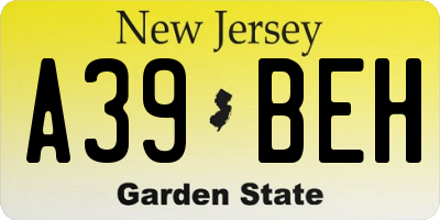 NJ license plate A39BEH