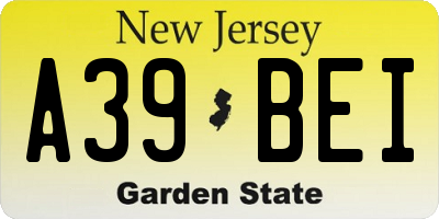 NJ license plate A39BEI