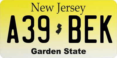 NJ license plate A39BEK