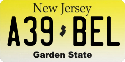 NJ license plate A39BEL