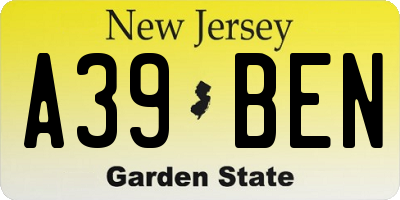NJ license plate A39BEN