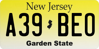 NJ license plate A39BEO