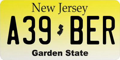 NJ license plate A39BER