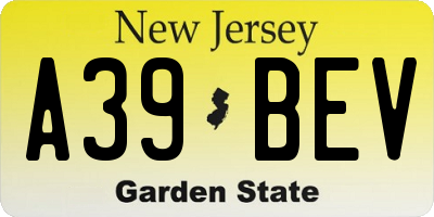 NJ license plate A39BEV