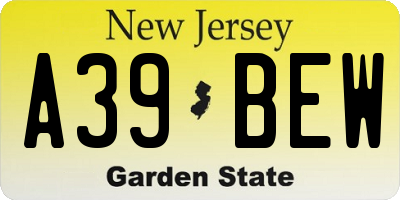 NJ license plate A39BEW