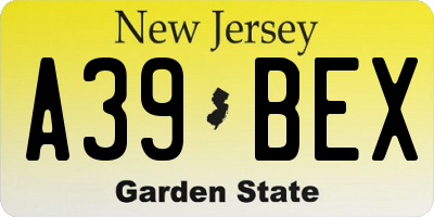 NJ license plate A39BEX