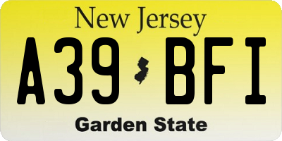 NJ license plate A39BFI