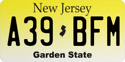 NJ license plate A39BFM