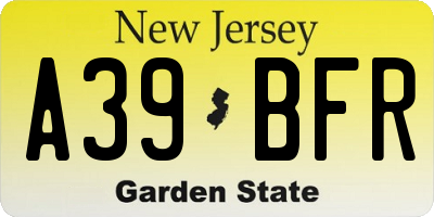 NJ license plate A39BFR