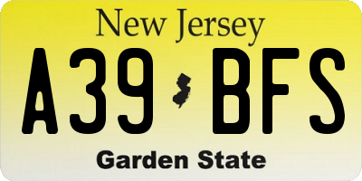 NJ license plate A39BFS