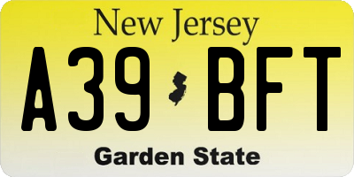 NJ license plate A39BFT