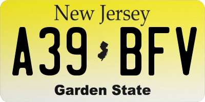 NJ license plate A39BFV