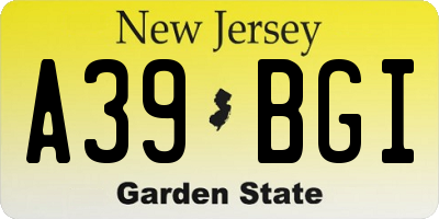 NJ license plate A39BGI