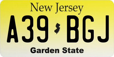 NJ license plate A39BGJ