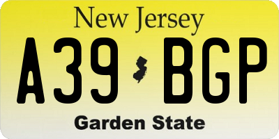 NJ license plate A39BGP
