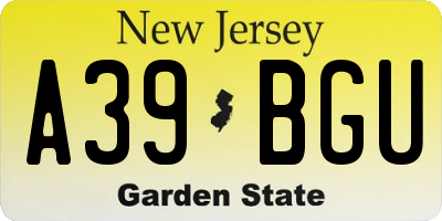 NJ license plate A39BGU