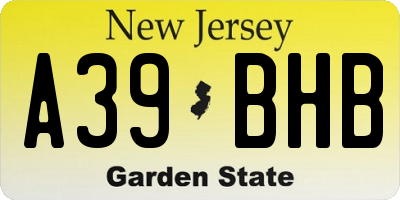 NJ license plate A39BHB