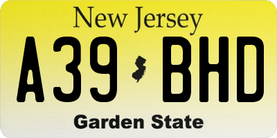 NJ license plate A39BHD