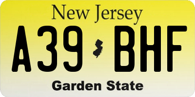 NJ license plate A39BHF