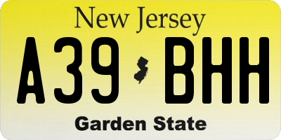 NJ license plate A39BHH