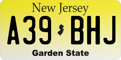 NJ license plate A39BHJ