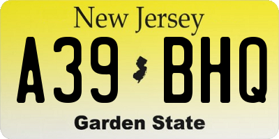 NJ license plate A39BHQ