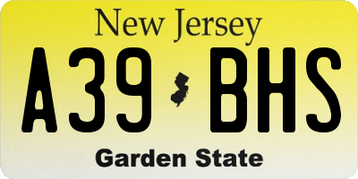 NJ license plate A39BHS