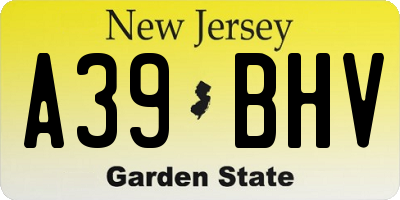 NJ license plate A39BHV