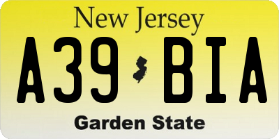 NJ license plate A39BIA