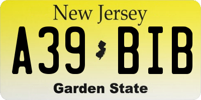 NJ license plate A39BIB