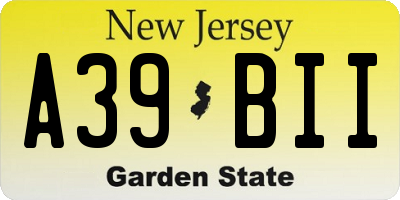 NJ license plate A39BII