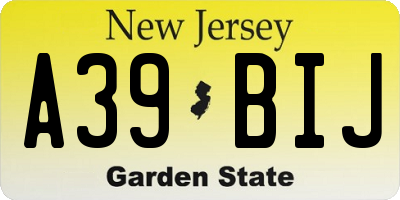 NJ license plate A39BIJ