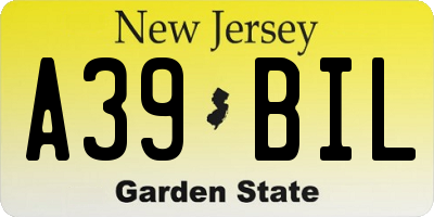 NJ license plate A39BIL
