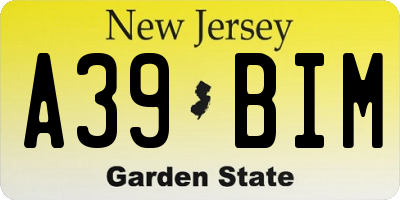 NJ license plate A39BIM