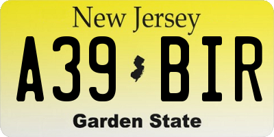 NJ license plate A39BIR