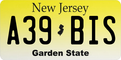 NJ license plate A39BIS
