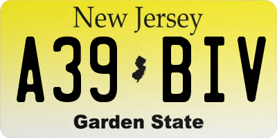 NJ license plate A39BIV